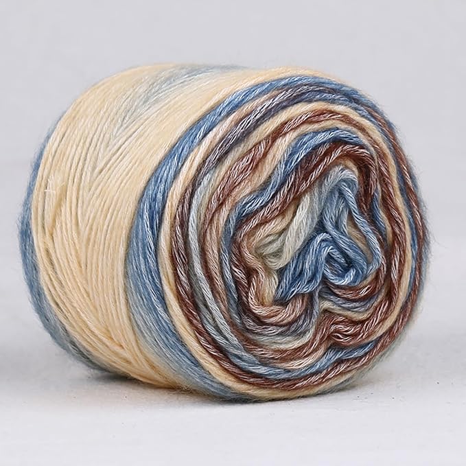 Crocheting Knitting-Gradient Cake Yarn, Soft Multicolor Medium-Fine Blended Yarn, Weight 100 Grams, Contains 60% Cotton 30% Acrylic 10% Wool. Suitable for Scarf, Gloves, Shawl, Blanket.(1162)