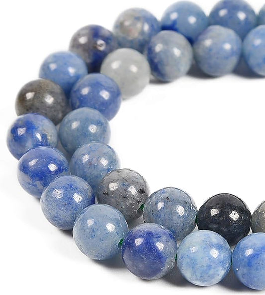60pcs 6mm Natural Blue Aventurine Gemstone Round Spacer Loose Stone Beads for Jewelry Making 15.5" 1 Strand (Blue Aventurine, 6mm 60Beads)
