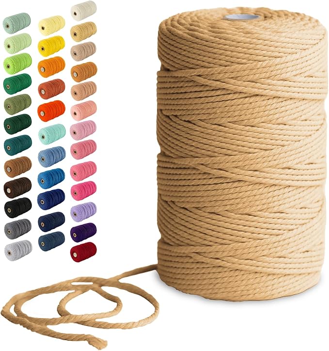 Nook Theory Macrame Cord - 3mm 220 Yards Cotton Rope, 4mm 5mm Yarn, String for Crafts, Perfect for Macrame Wall Hanging and Boho Decorations (Oatmeal)