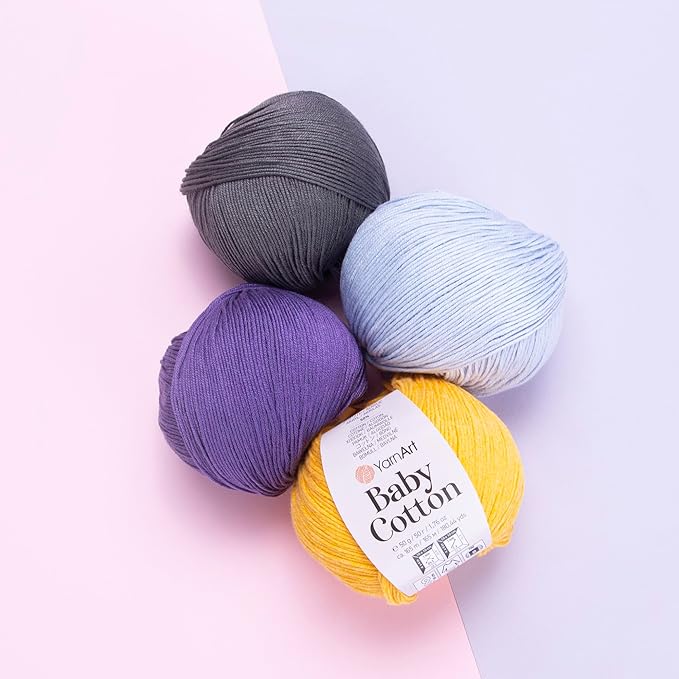 YarnArt Baby Cotton Yarn - Soft Knitting Yarn for Baby & Summer, 50% Cotton 50% Acrylic, 1.76 Oz, 180.44 Yds, Ideal for Amigurumi & Crochet Projects (1, 459)