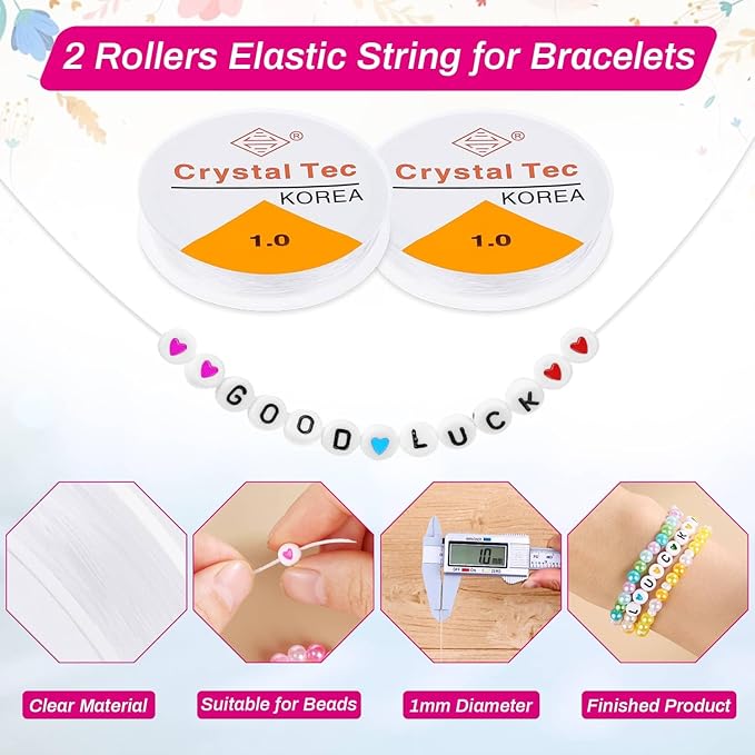 2000Pcs 6mm Small Pearl Beads for Jewelry Making 28 Colors with 1300Pcs Letter Beads for Bracelets Making, Bead Kit Bracelets Making for Crafting
