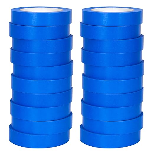 HongWay Masking Tape 1 Inch, 20 Rolls x 55yd (1100yds in Total), Painters Tape for Painting Labeling Arts Crafts, Easy Removal, No Residue (0.94in Blue)