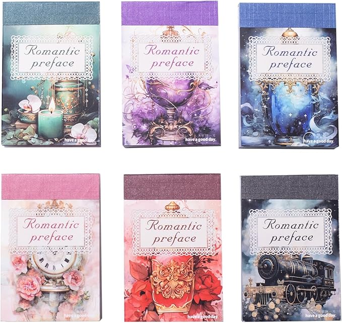 6Pcs Vintage Washi Sticker Book Set, Scrapbook Supplies for Junk Journals, DIY Crafts, and Aesthetic Decorations, with Storage Organizer