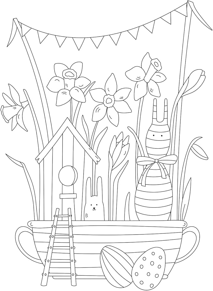 Spring Theme Adult Coloring Book - 9x12 Inch Large Single-Sided Pages, 200gsm Thick Paper for Markers & Watercolor, Easter Gift for Women - Coloring Books for Adult Relaxation