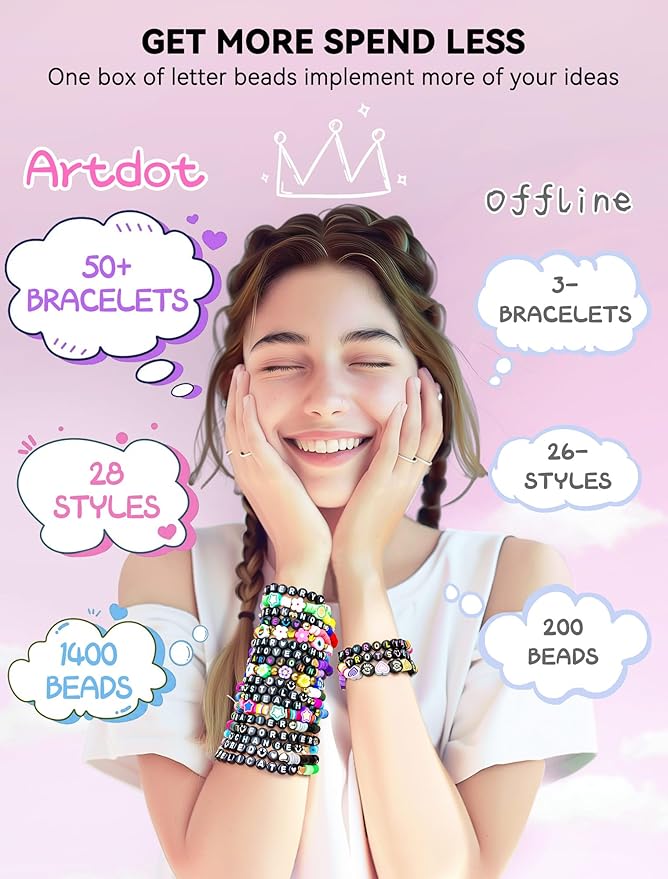 ARTDOT 1400 Pieces Letter Beads for Friendship Bracelets Making Kit, 28 Styles Assortment Jewelry Making Supplies Alphabet Beads Set with Cases Preppy Crafts Gifts