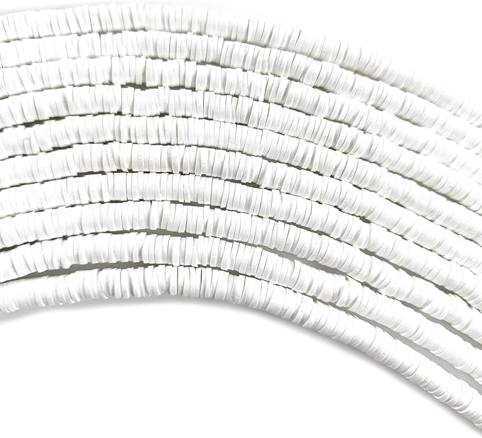 3500 Pcs 6mm Colorful Flat Clay Beads for DIY Polymer Round Handmade Jewelry Making for Necklace Bracelet Earring Pendant and Anklet Craft Making(White)