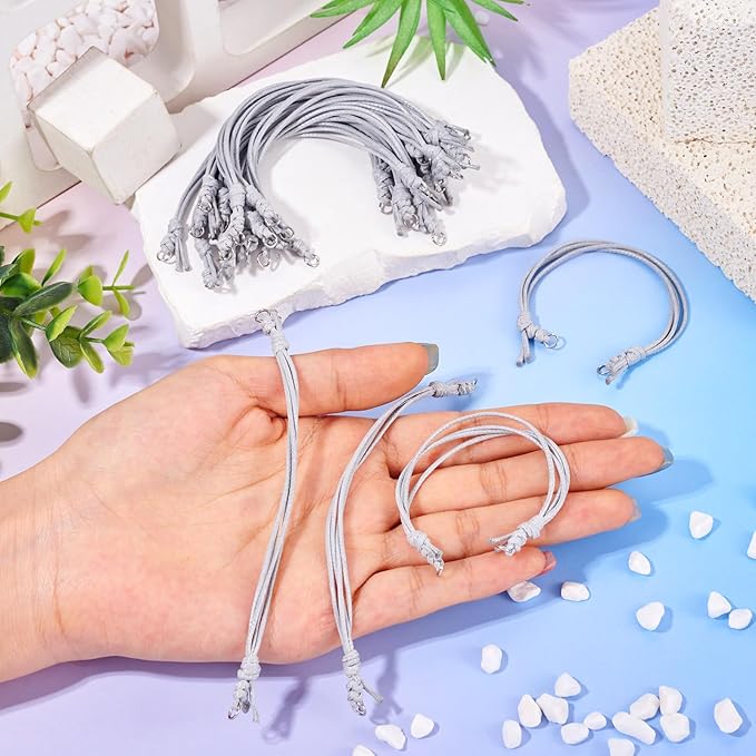 KISSITTY 20pcs Adjustable Bracelet Cords for Connector Charms Waxed Polyester Thread Cord Gray Color Half Finished Bracelet for Friendship Bracelets Jewelry Making