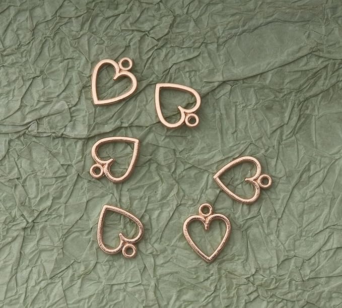 Ruwado 50 pcs Hollow Heart Jewelry Making Kits for Jewelry Making Small 1.5 x 1.2 cm Cute Accessories for DIY Crafting Project Christmas Tree Décor Necklace Bracelet Keychain Earring (KC Gold)
