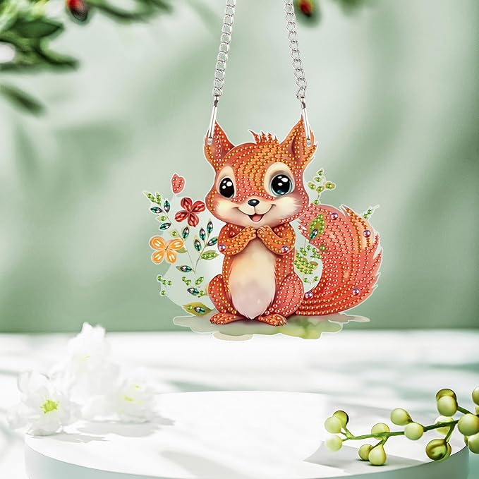 Tontut Easter Diamond Painting Wall Hanging, Squirrel Special Shape Diamond Painting Kit, Acrylic Crafted Diamond Art for Home Wall Garden Decoration