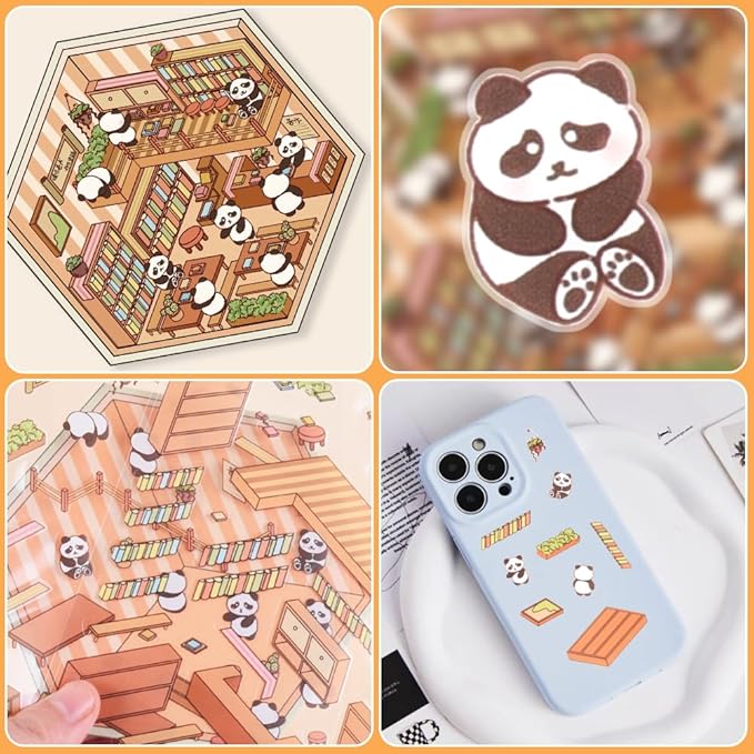 Scrapbooking Supplies Kit,DIY 3D Stickers Scene,3 Set Funny DIY Sticker Scenes,Make Your Own Cute 3D Miniature Room Scene Stickers for Adults Relief Stress Pass The Time.10-11-12