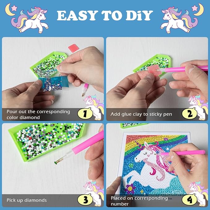 Labeol Diamond Art Kits for Kids Crafts for Girls Ages 6-8-10-12 Easy to DIY Creative Diamond Art Sticker Craft by Numbers Kits for Kids and Adult Beginners (Sweet)