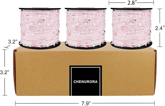 Artisanal Yarn Collection Multifiber Fancy Yarn with Pink Sequins for Knitting Crocheting Crafts DIY, Set of 3 Rolls (Pink Sequins)