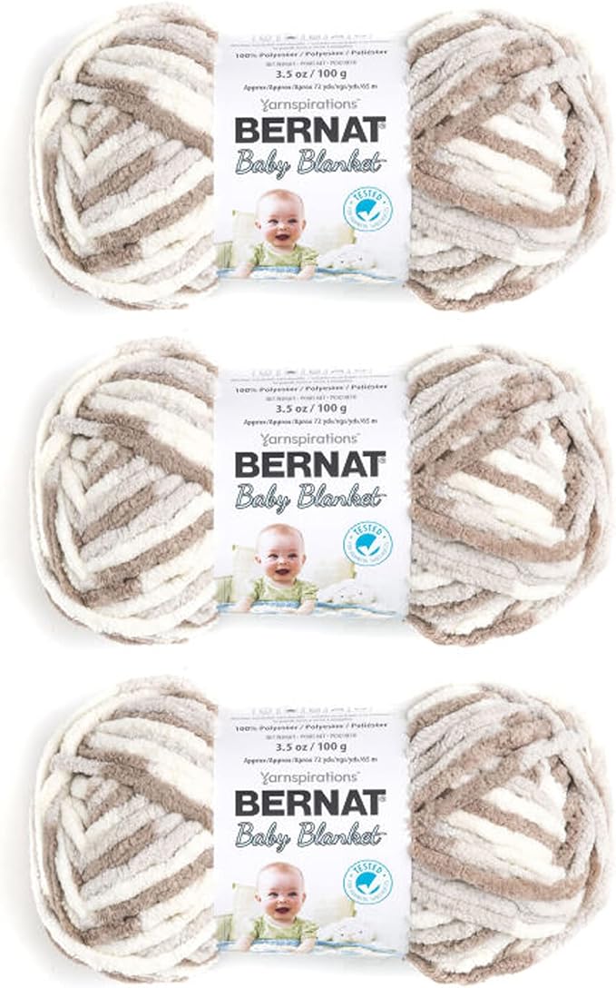 Bernat Baby Blanket Little Sand Castles Yarn - 3 Pack of 100g/3.5oz - Polyester - 6 Super Bulky - 72 Yards - Knitting/Crochet
