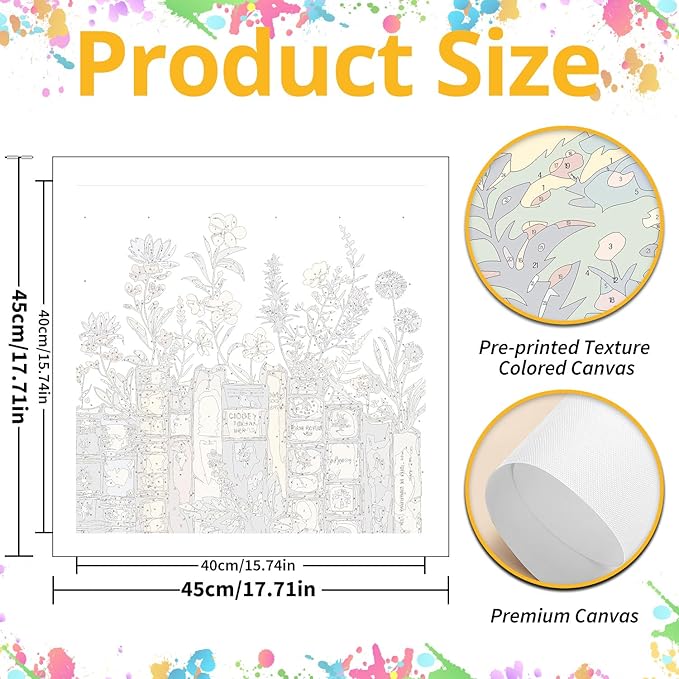 Paint by Numbers for Adult, Book Paint by Numbers Kit for Adults Beginners, DIY Acrylic Oil Painting Kits with Brushes for Home Wall Decor 16x16Inch