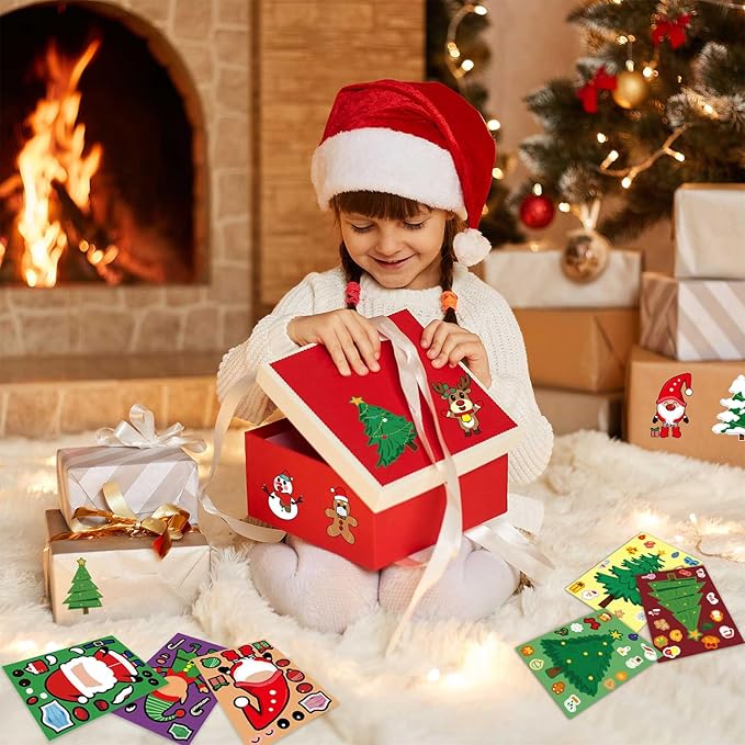 smilinfit christmas stickers for kids, 36 sheets make your own christmas crafts party favors for kids boys girls, holiday stickers party games activities goody bag stuffers gifts