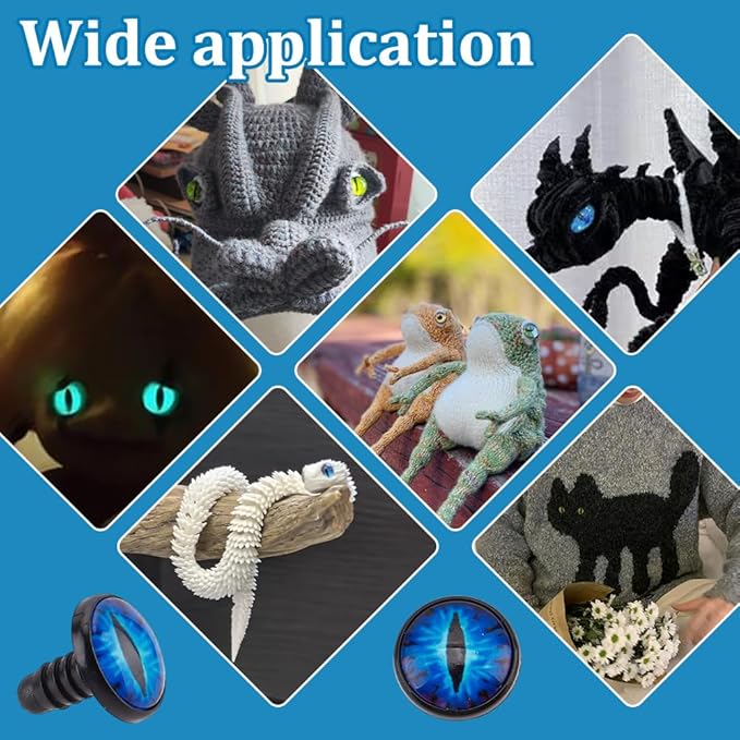 PH PandaHall 24 Sets Glow in The Dark Safety Eyes, 18mm Luminous Plastic Safety Craft Eye Dragon Eye Crochet Eyes Blue Eye Cabochons Safety Eye with Washers for Crochet Stuffed Animal Teddy Bear Decor