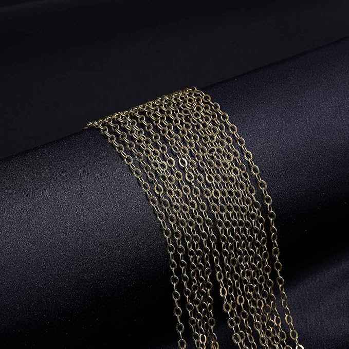 SUNNYCLUE DIY 33 Feet Antique Bronze Curb Cable Chain Link Necklace Small Width 3mm 30 Brass Lobster Claw Clasps, 100 Brass Jump Rings Antique Bronze Jewelry Chain for Jewelry Bracelet Necklace Making