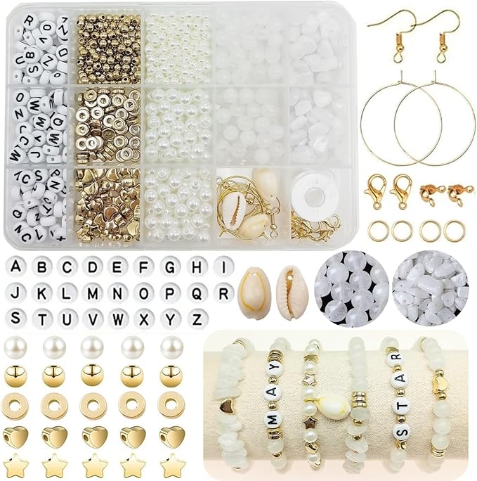 Basigeese Jewelry Making Supplies Kit Natural Stone Beads Irregular Gemstone Beading with for DIY Craft Bracelet Necklace Earrings for Adults (White Jade)