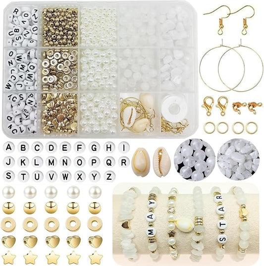 Basigeese Jewelry Making Supplies Kit Natural Stone Beads Irregular Gemstone Beading with for DIY Craft Bracelet Necklace Earrings for Adults (White Jade)