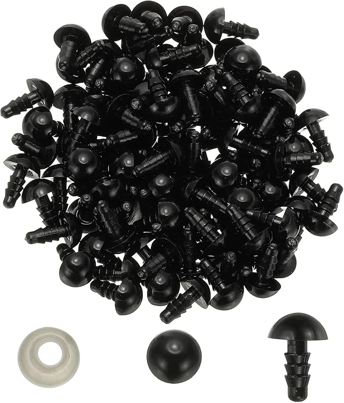 PATIKIL 9mm Black Safety Eyes, 100 Set Plastic Craft Eyes with Washers for Stuffed Animals Crochet Toys Dolls DIY Craft Making