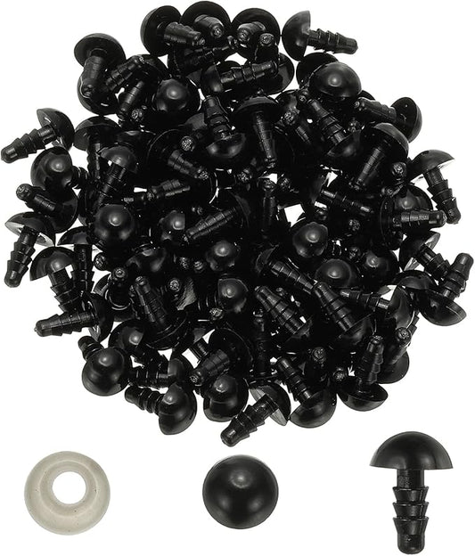PATIKIL 9mm Black Safety Eyes, 100 Set Plastic Craft Eyes with Washers for Stuffed Animals Crochet Toys Dolls DIY Craft Making