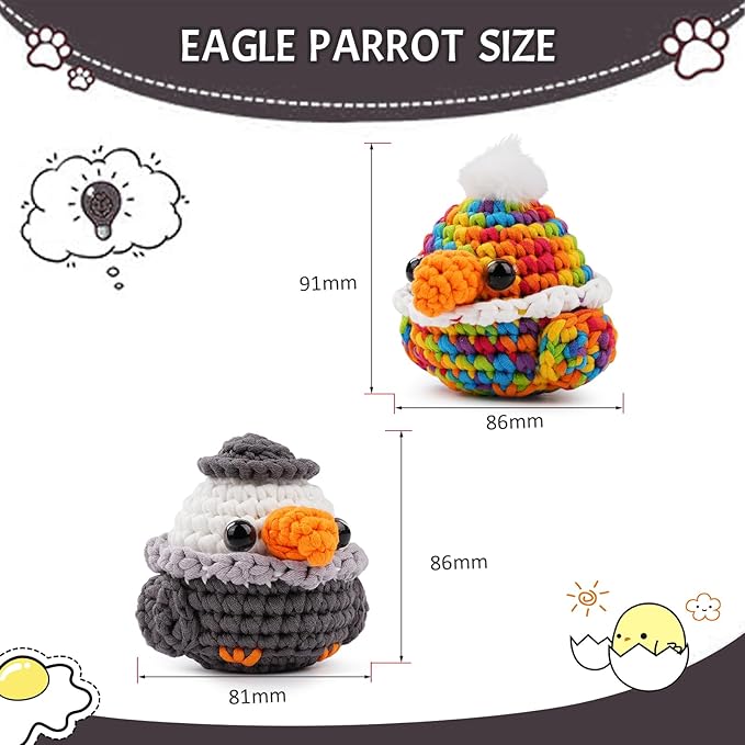 Vanttokeey Crochet Kit for Beginners, Animal Amigurumi Crochet Kits Included, Step-by-Step Video Tutorials, Beginner Crochet Kit for Adults and Kids, DIY Easy Crochet Crafts (Eagle Parrot)