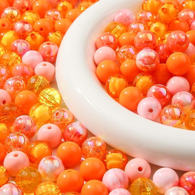 16mm Acrylic Beads 100pcs Orange Focal Spacer Bead Chunk Bubblegum Beads for DIY Crafting Necklace Bracelet Jewelry Making Keychain (Orange)