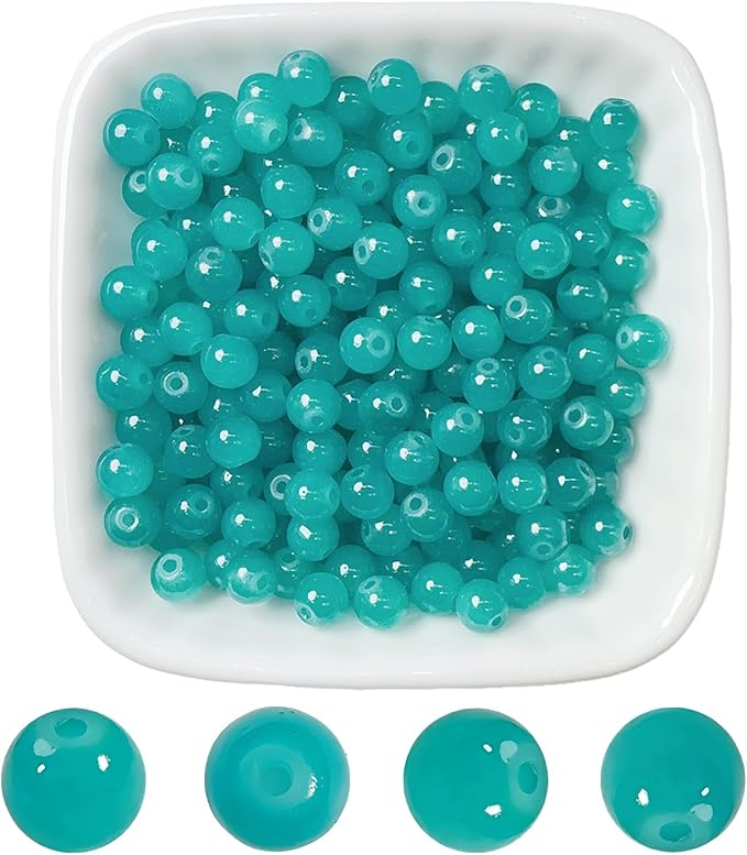 6mm Round Glass Beads for Jewelry Making, 900Pcs Glass Seed Beads for Bracelets, DIY Crafts (Turquoise)