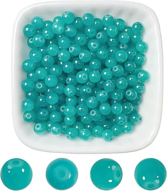 6mm Round Glass Beads for Jewelry Making, 900Pcs Glass Seed Beads for Bracelets, DIY Crafts (Turquoise)