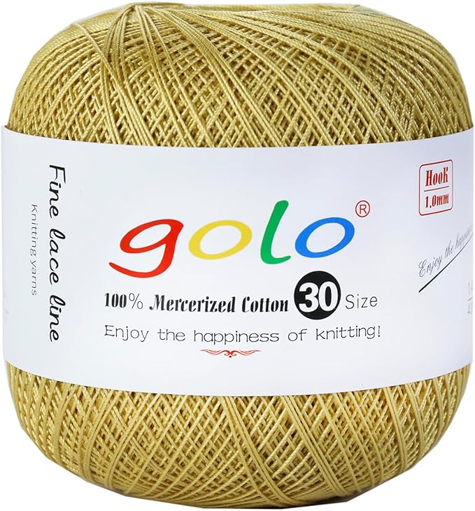 golo Crochet Thread Size 30 Yarn for Hand Kniting Yarn for Tatting Egg Yellow 269