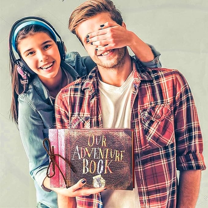 Adventure Book Handcrafted Diary Photo Scrapbook,Tailored for Preserving Cherished Moments,Gift for Couples' Anniversaries,Weddings,Globetrotters,Birthdays,Christmas & Note-taking Gifts