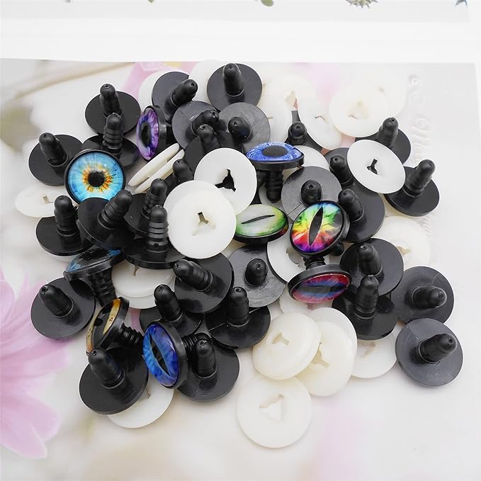 Julie Wang 40PCS 18MM Dragon Safety Eyes Animal Crafts Making Supplies for Adult Artist Model Enthusiast Amigurumi Crochet Project DIY with Washer 0.71inches