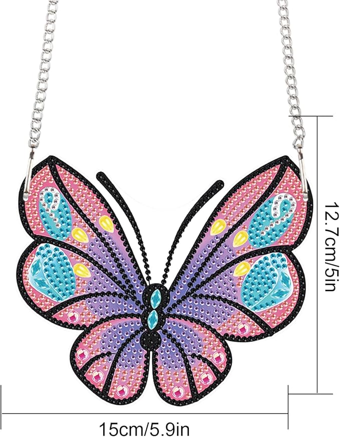 AiYuanzsh Cartoon Butterfly Diamond Painting Pendant Kit, 5D DIY Acrylic Special Shaped Rhinestones Diamond Art Hanging Ornament, Window Wall Door Decoration Craft Gift for Adults
