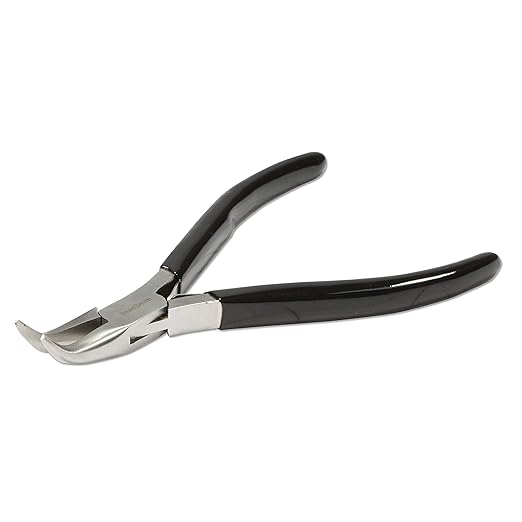The Beadsmith Bent Chain Nose Pliers – Extra Fine Tips – 4.5 inches (114mm) – PVC Grip Handle with Double Leaf Springs – Jewelry Making Tool for Creating Bracelets, Earrings and Necklaces