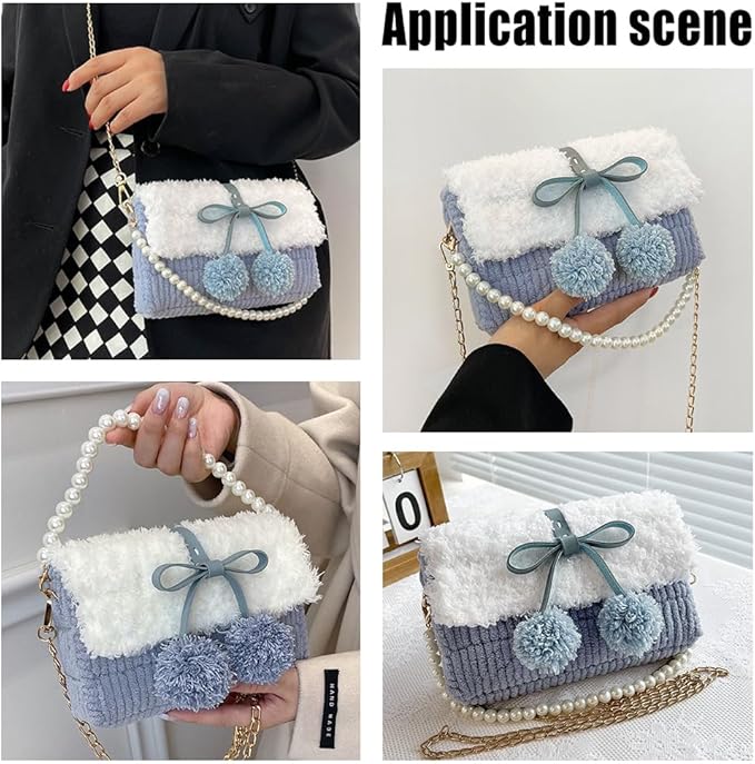 WADORN DIY Knitting & Crochet Handbags Kit, Mesh Plastic Canvas Kit for Shoulder Bags, Crossbody Bags, Handmade Purse Materials, Sky Blue
