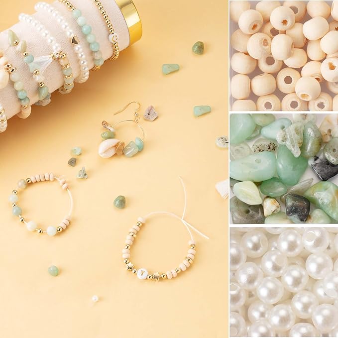 xylise jewelry making supplies kit natural stone beads for irregular natural stone with for diy craft bracelet necklace earrings for adults (amazonian)