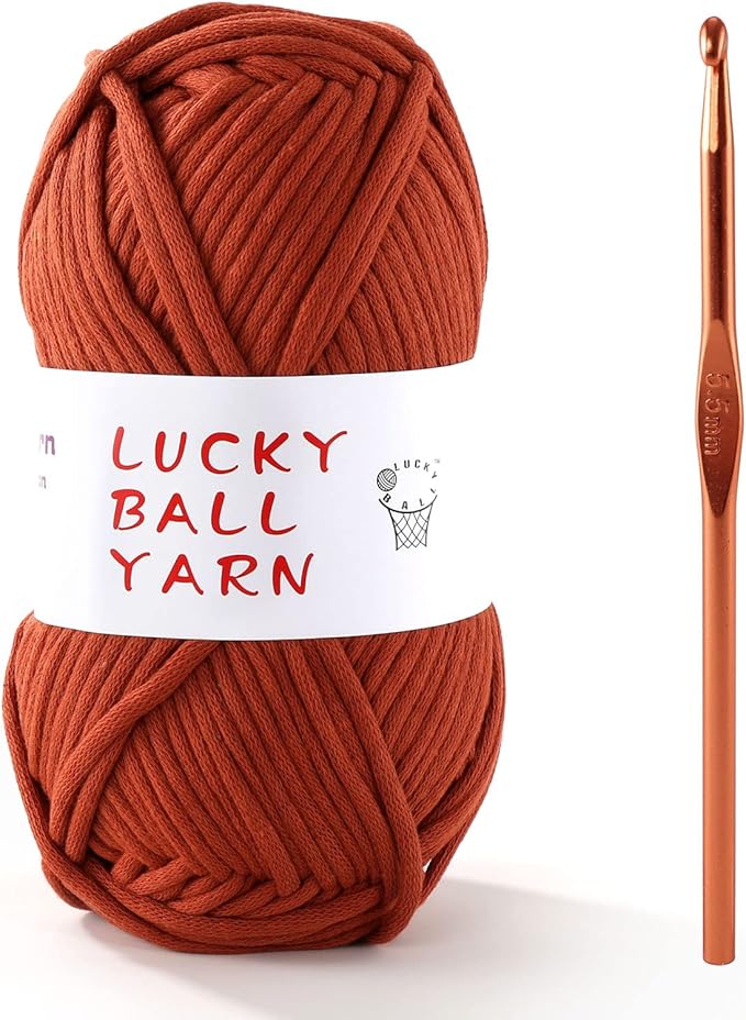 Soft Brown Crochet Yarn for Sweaters, Hats, Socks & Blankets - 100g with 1 Crochet Hook