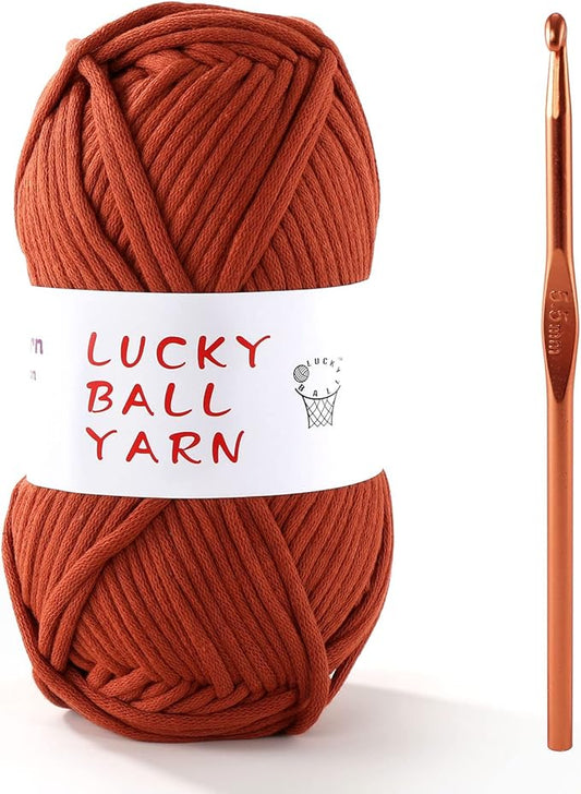 Soft Brown Crochet Yarn for Sweaters, Hats, Socks & Blankets - 100g with 1 Crochet Hook