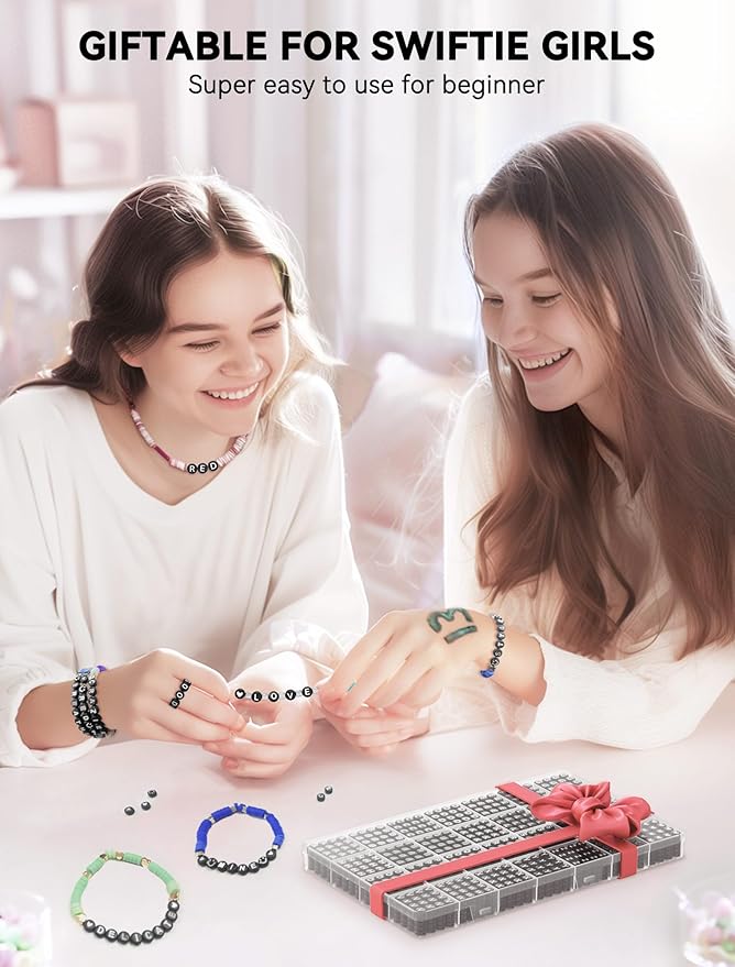 ARTDOT 1400 Pieces Letter Beads for Friendship Bracelets Making Kit, 28 Styles Assortment Jewelry Making Supplies Alphabet Beads Set with Cases Preppy Crafts Gifts