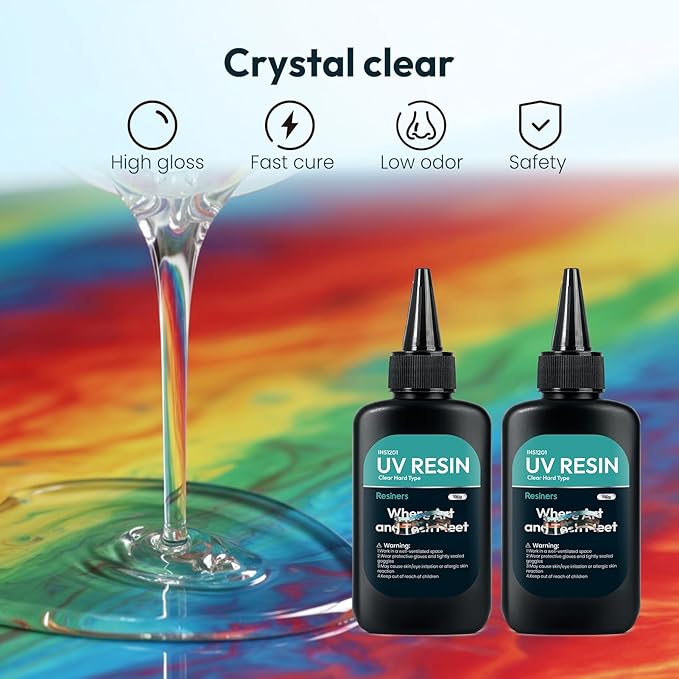 Resiners UV Resin Kit with Light for Adults, 190PCS UV Resin Jewelry Making Kit, Resin Accessories for Keychains, Earrings, Necklaces, Adult DIY Crafts – Not a Toy