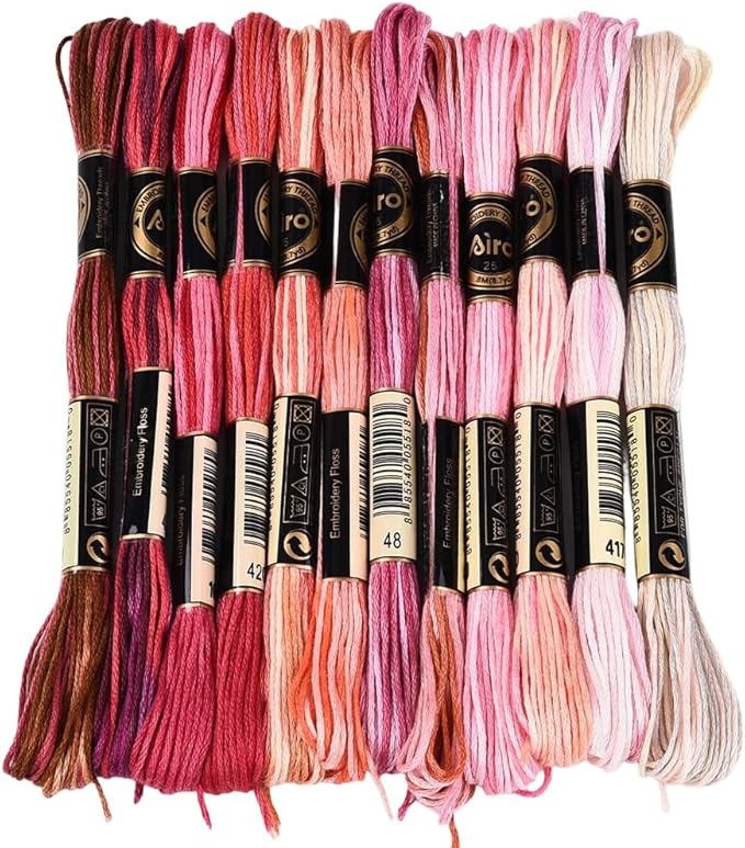 12 Skeins 105 Yards Variegated Cross Stitch Floss Friendship Bracelet String 6 Ply Polyester Colorful Gradient Red Embroidery Thread for Sewing Making Needlecraft Knitting Clothes Stitching