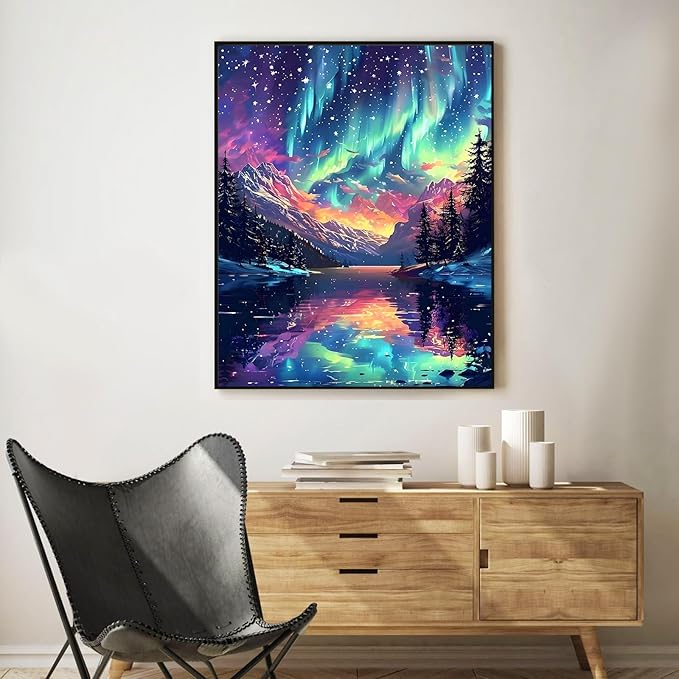 Paint by Numbers Kit for Adults Beginner Starry Sky, Adult Paint by Number Kits on Canvas, Aurora DIY Acrylic Oil Painting by Numbers for Adults, Perfect for Home Wall Decor 16X20 Inch
