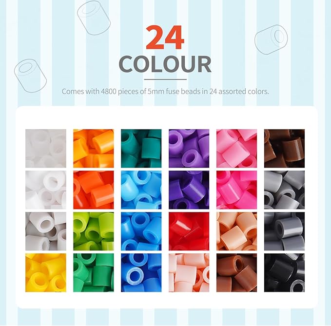 artkal fuse beads 24 colors 4800 melty beads compatible perler and hama