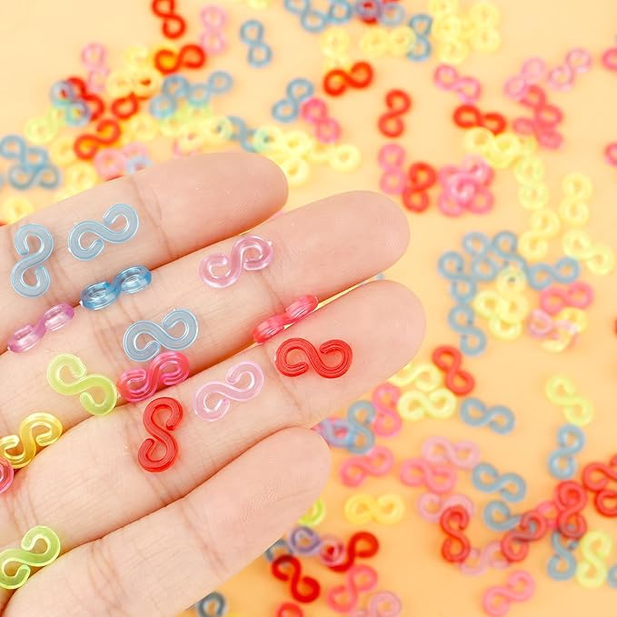 S Clips,1000 Pieces, Colorful, Loom Rubber Band Clips, Plastic Band Clips, Bracelets DIY Making Refill Kit, Connectors Refills, Loom Bracelets DIY Handicrafts, Exquisite Gadgets.
