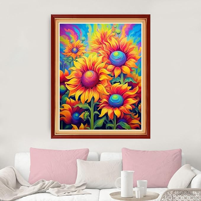 dimxvean stamped cross stitch kits,cross stitch kits for adults beginners,embroidery kits full range of cross stitch stamped kits needlepoint kits cross stitch patterns-magic sunflower 16x20 inch