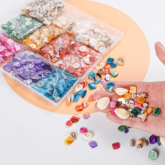 PPCLION Pearl Shell Beads Bracelet Making Kit Bracelet and Heart Beads Elastic Threads for Jewelry Necklace Making
