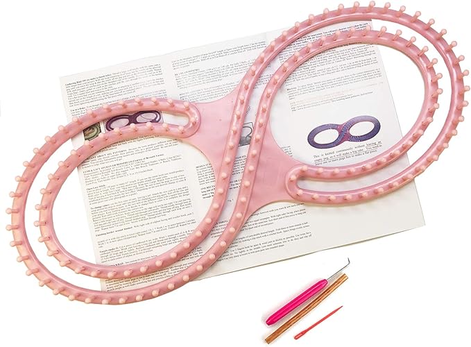 WAYION 55" Afphgan Serenity Loom Knitting Board Weave Loom Kit with Step by Step Instructions Great for The Experienced Loom Knitter(Blue/Pink) (Pink)