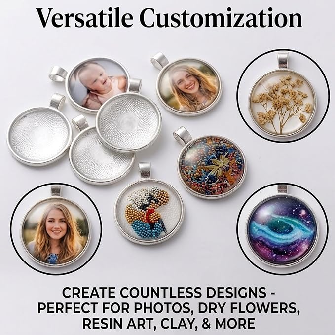 OBSEDE 80 Pcs 25 mm Stainless Steel Round Blank Bezel Set, Including 40 Pendant Trays 40 Glass Cabochon Trays Pendant Blanks for Jewelry Making DIY Findings