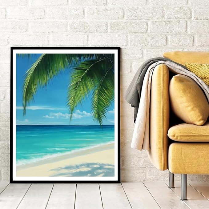 Natuyalo Beach Landscape Paint by Numbers Kit for Adults - Beginner Seaside View - Adult Paint by Number Kits on Canvas - DIY Acrylic Painting Kits for Gift - 16x20 Inch
