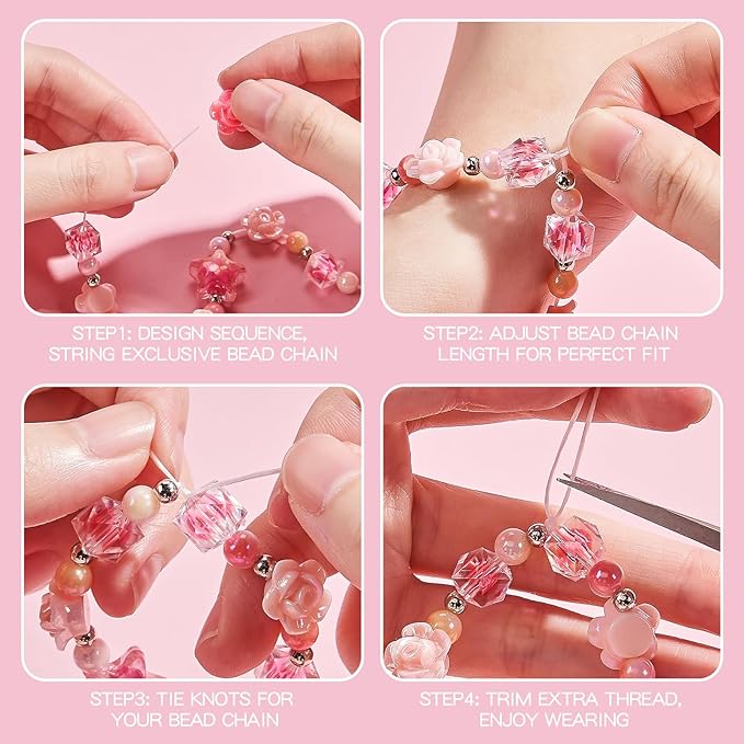 newbandmo jewelry making kit toys for girls 8-12, bracelet making kit for girls, diy craft kits for teen girl age 8 9 10, christmas birthday gifts for kids 8 10 11 12 year old girl (pink)